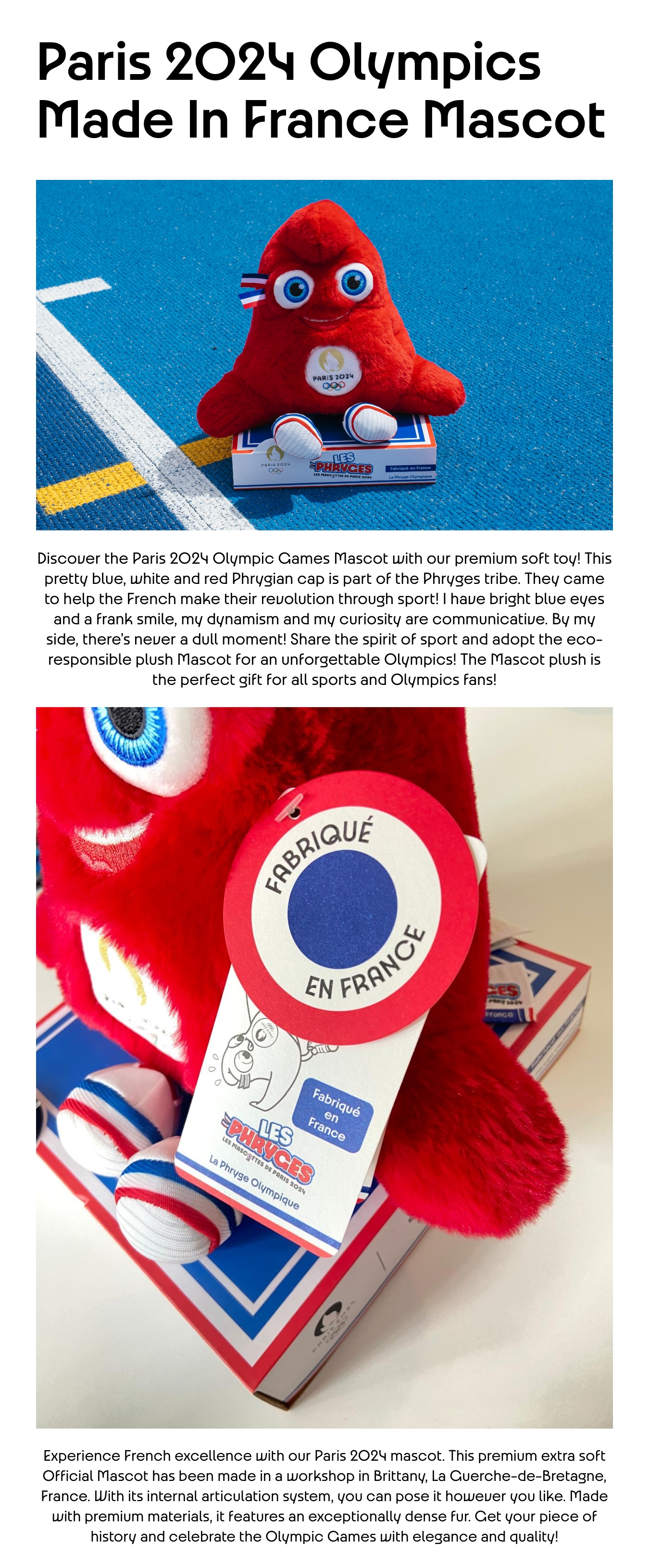 Mascotte JO Paris 2024 Peluche Métalisée ???????? Edition Limitée 27 cm